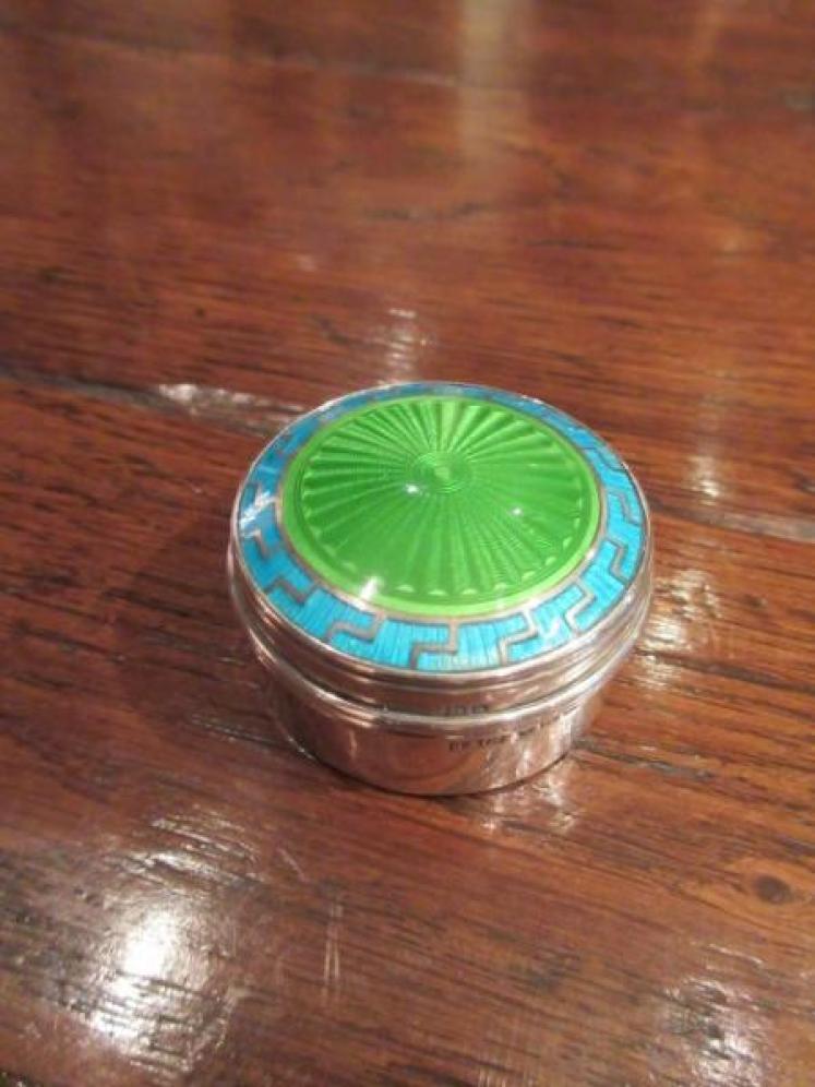 Immaculate Edwardian Silver Enamel Trinket Box - Image 1
