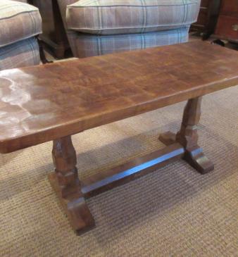 1950's Mouseman Adzed Oak Oblong Occasional Table