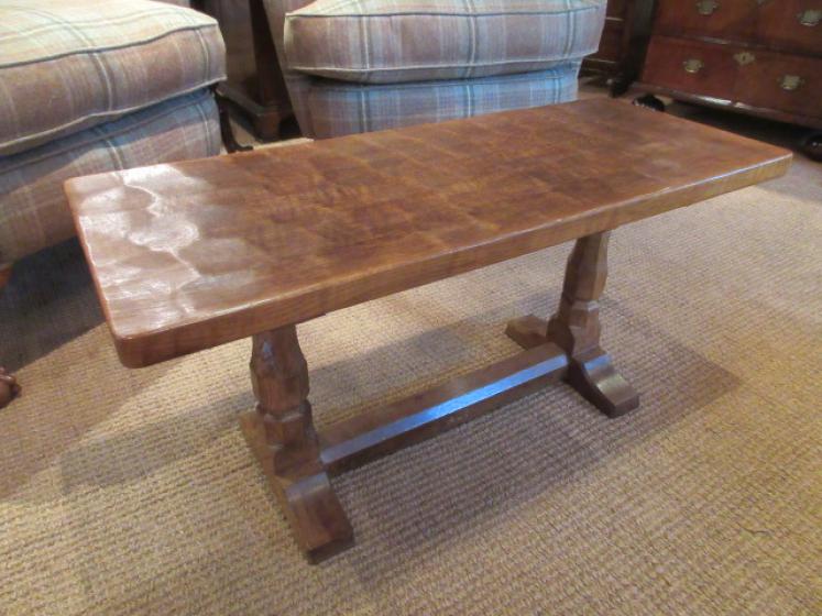 1950's Mouseman Adzed Oak Oblong Occasional Table - Image 1