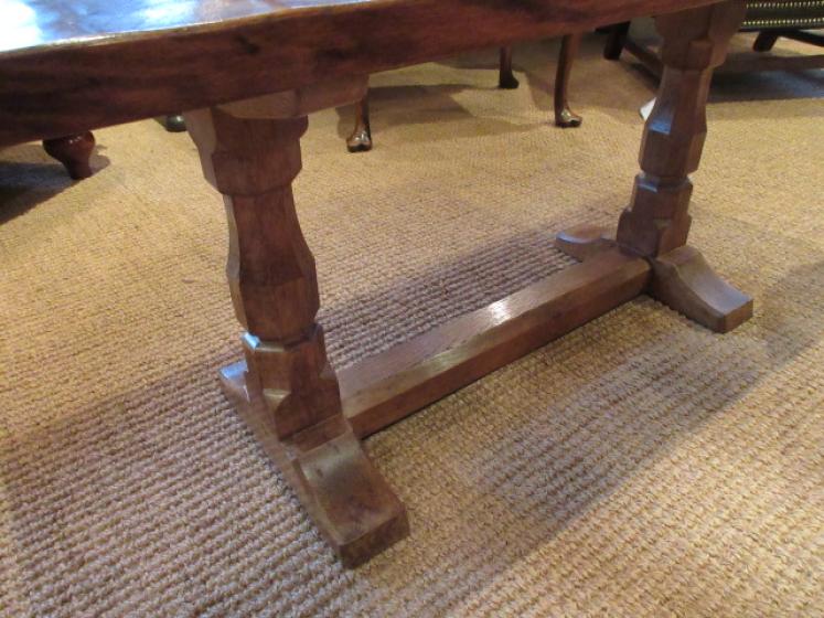 1950's Mouseman Adzed Oak Oblong Occasional Table - Image 3