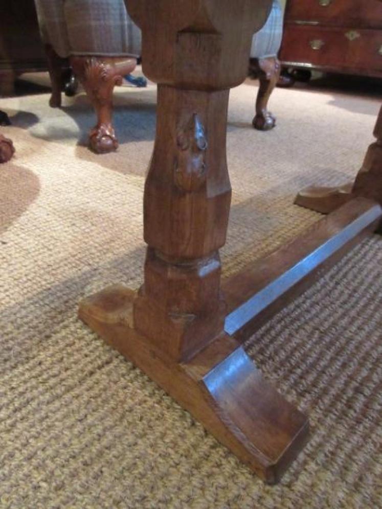1950's Mouseman Adzed Oak Oblong Occasional Table - Image 4