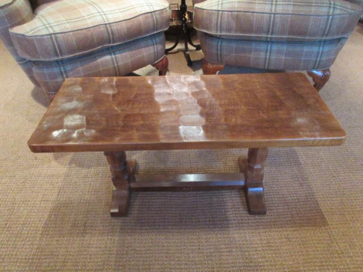 1950's Mouseman Adzed Oak Oblong Occasional Table - Image 5