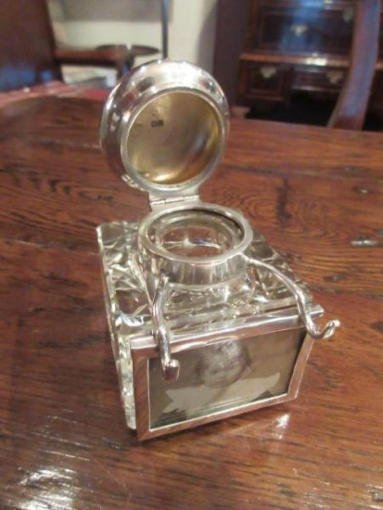 Edwardian Silver Topped Inkwell & Photo Frame - Image 2