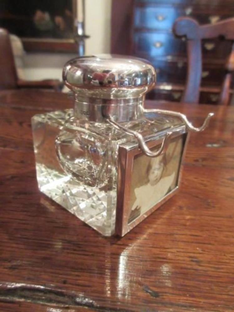 Edwardian Silver Topped Inkwell & Photo Frame - Image 5