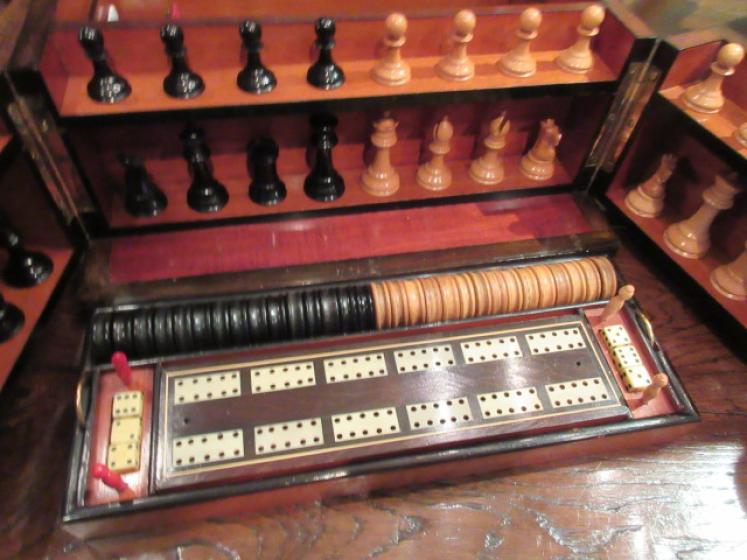 Superior Mid Victorian Figured Walnut Games Compendium - Image 3