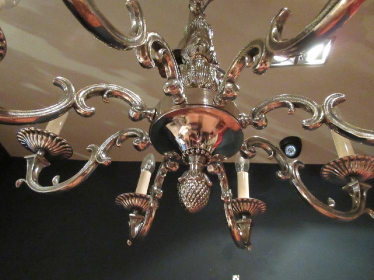 Top Quality Edwardian Period Nickel Plated Chandelier - Image 4