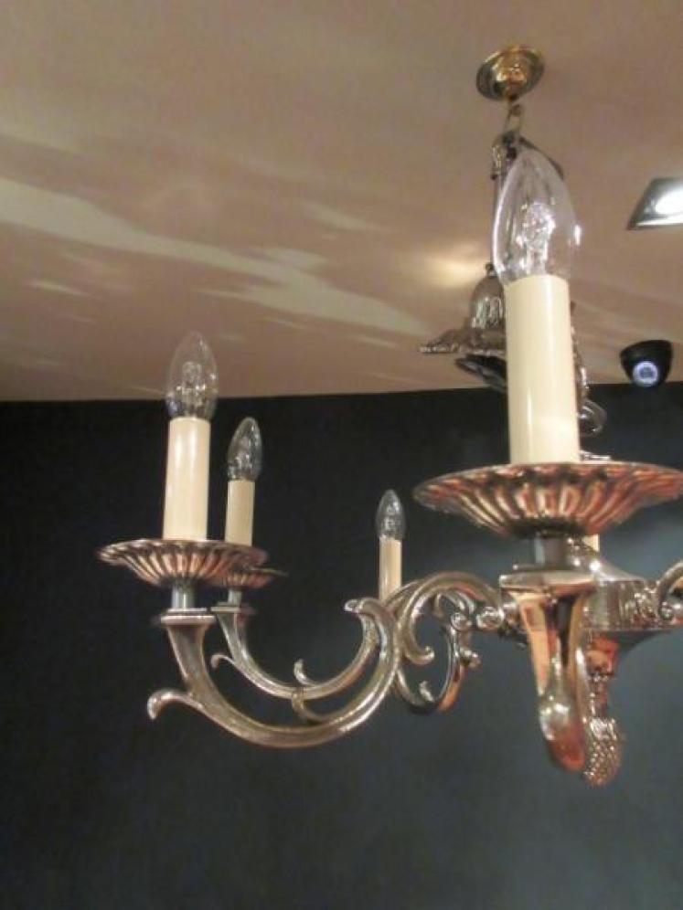 Top Quality Edwardian Period Nickel Plated Chandelier - Image 5