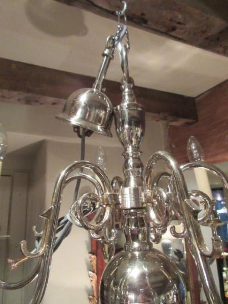 Small Pair of Edwardian Period Nickel Plated Chandeliers - Image 5