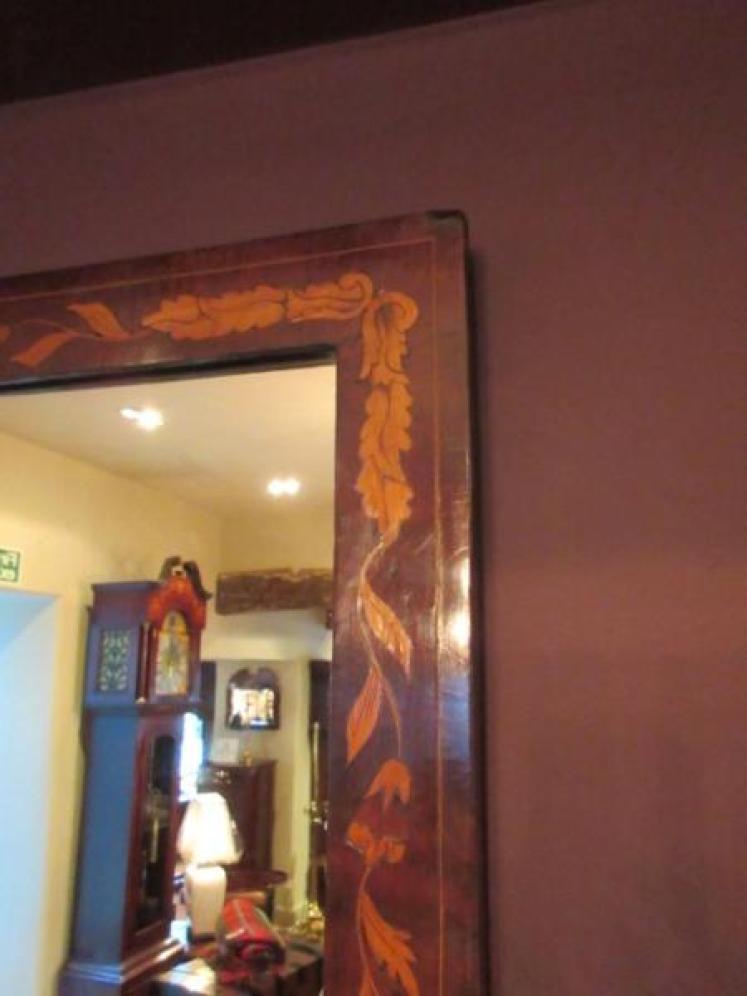 George III Period Walnut Marquerty Inlaid Wall Mirror - Image 2