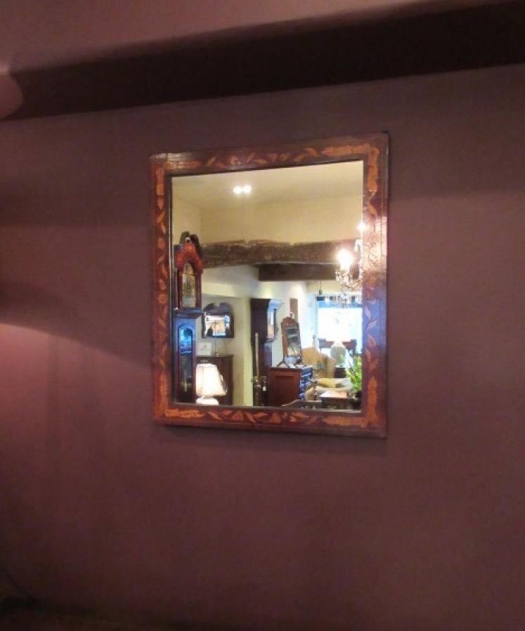 George III Period Walnut Marquerty Inlaid Wall Mirror - Image 5