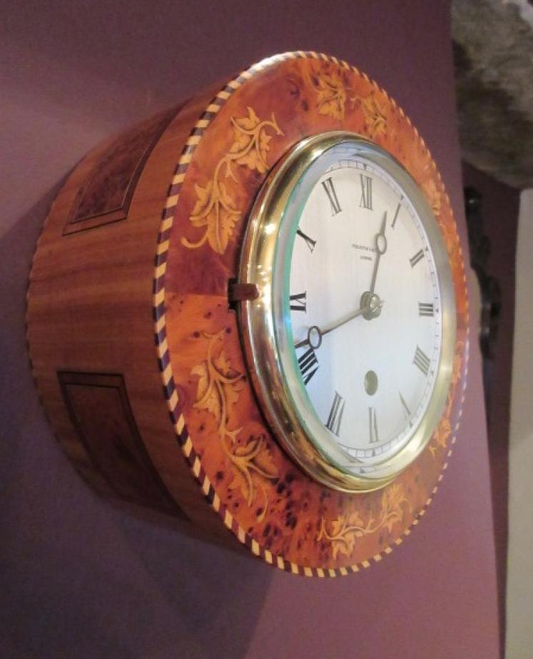 Fine 19th Century Burr Yew Inlaid Library Wall Clock - Image 2