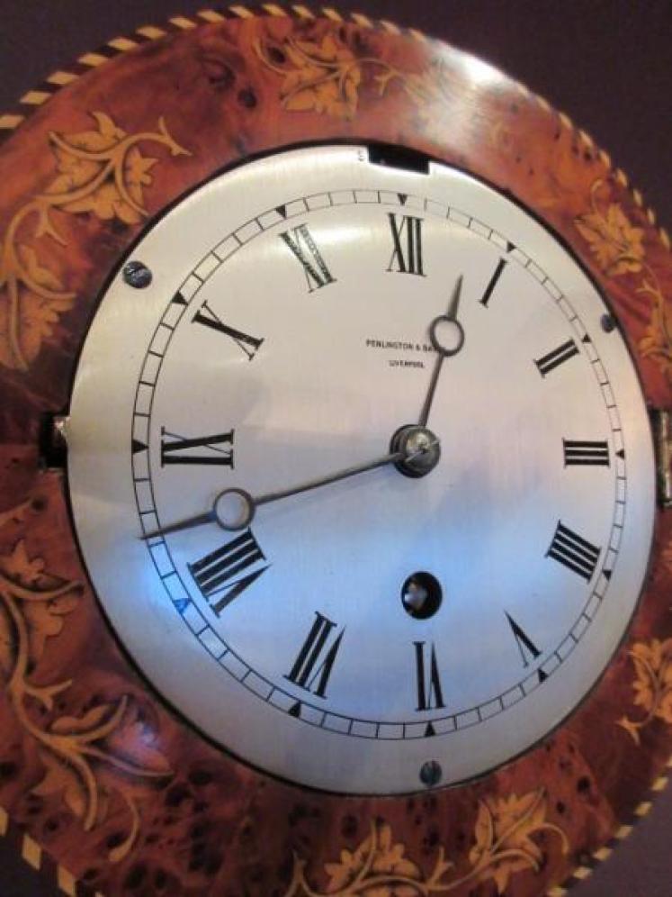 Fine 19th Century Burr Yew Inlaid Library Wall Clock - Image 3
