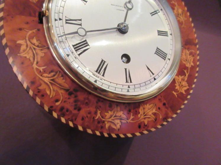 Fine 19th Century Burr Yew Inlaid Library Wall Clock - Image 4
