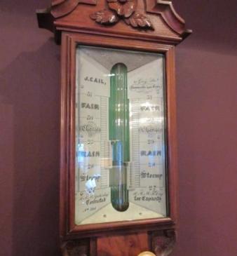 Mid Victorian Figured Walnut Newcastle Stick Barometer
