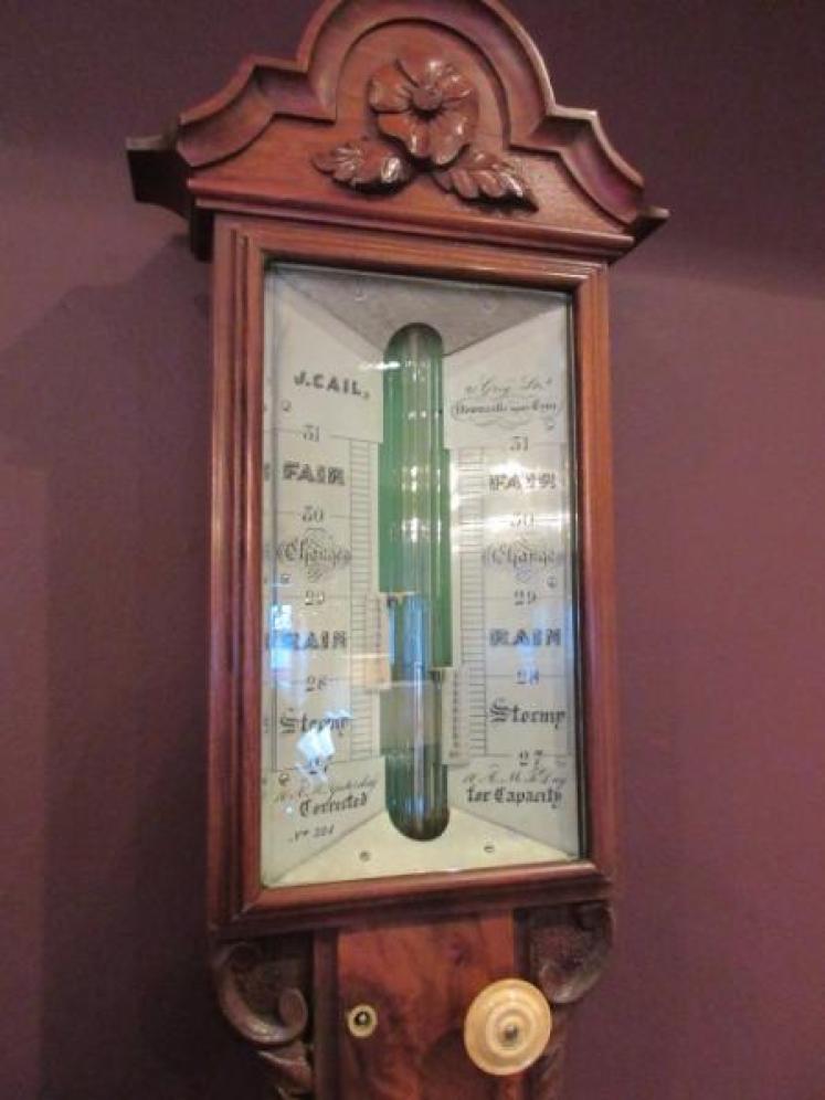 Mid Victorian Figured Walnut Newcastle Stick Barometer - Image 1