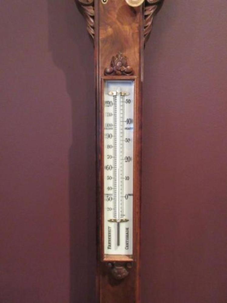 Mid Victorian Figured Walnut Newcastle Stick Barometer - Image 3