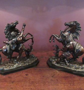 Superior Pair of 19th Century Bronze 'Marley' Horses