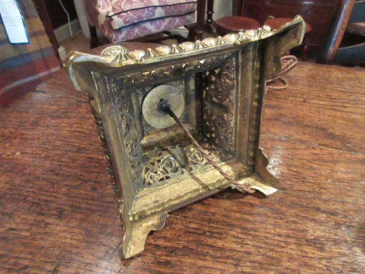 Mid Victorian Cast Brass & Porcelain Table Lamp - Image 2