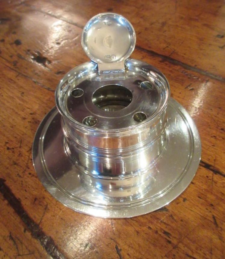 Top Quality Edwardian Period Silver Ship's Inkwell - Image 5