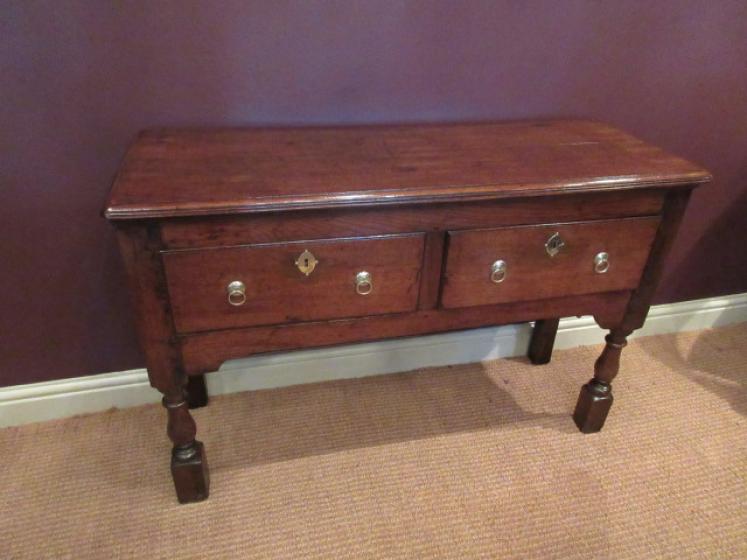 Superb Small George I Period Oak Two Drawer Dresser - Image 1
