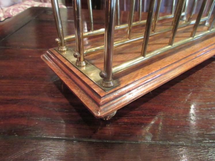 Top Quality Victorian Brass & Oak Magazine Stand - Image 2