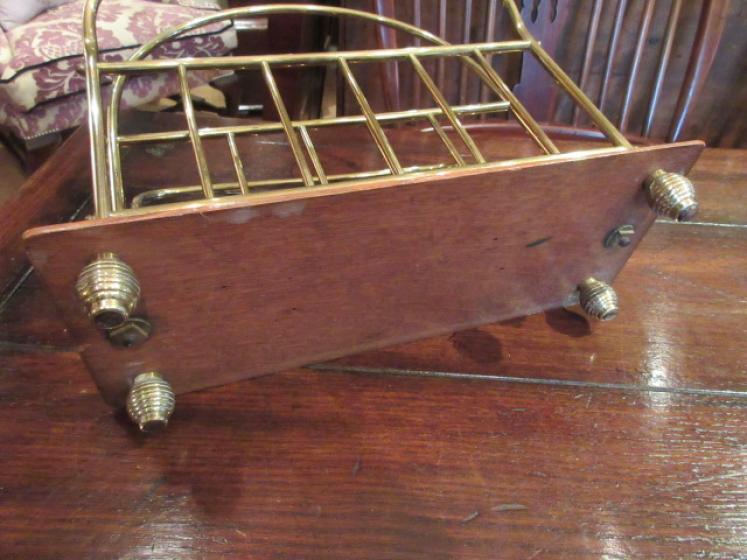 Top Quality Victorian Brass & Oak Magazine Stand - Image 4