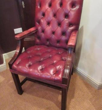 Superior 19th Century Leather Gainsborough Armchair