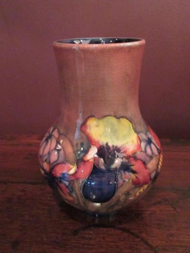 Large Moorcroft Slipper Orchid Flambe Glazed Vase - Image 1