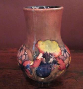 Large Moorcroft Slipper Orchid Flambe Glazed Vase