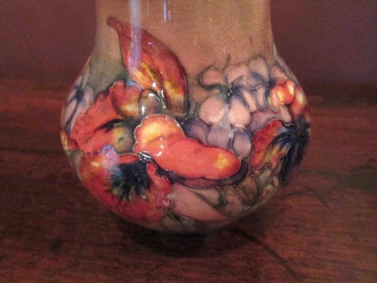 Large Moorcroft Slipper Orchid Flambe Glazed Vase - Image 4