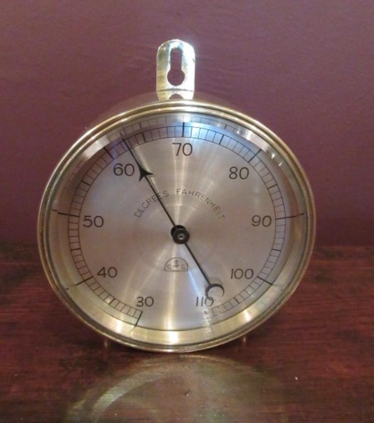 Top Quality Victorian Brass Desk Top Thermometer - Image 1