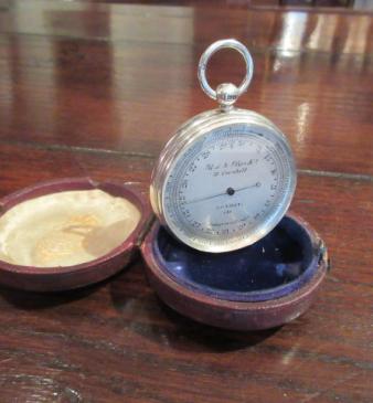 Mid Victorian Solid Silver London Pocket Barometer 