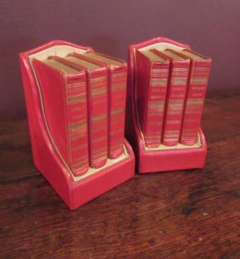 Rare Pair of Edwardian Period Leather Bound Bookends