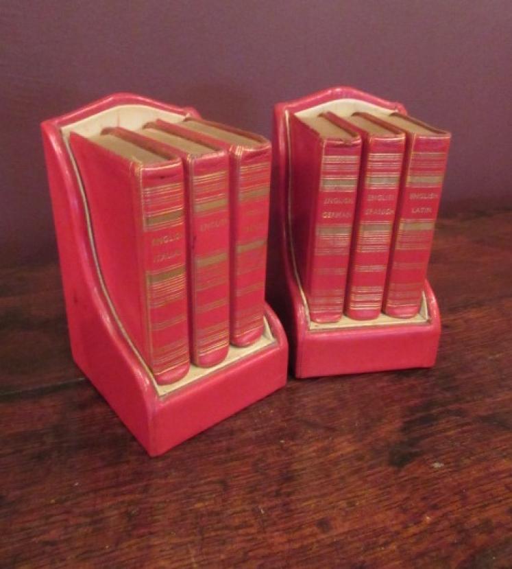 Rare Pair of Edwardian Period Leather Bound Bookends - Image 1