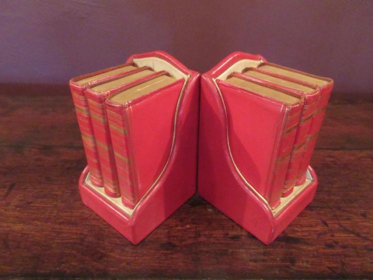 Rare Pair of Edwardian Period Leather Bound Bookends - Image 3