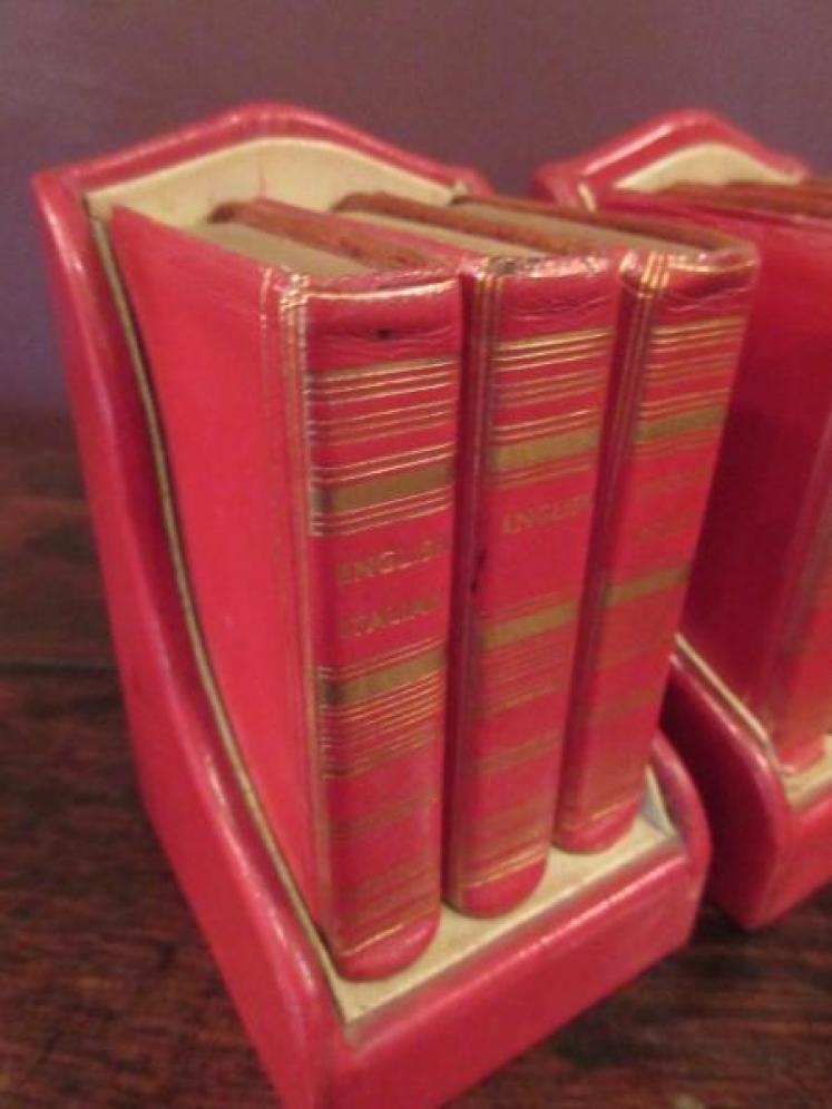 Rare Pair of Edwardian Period Leather Bound Bookends - Image 4