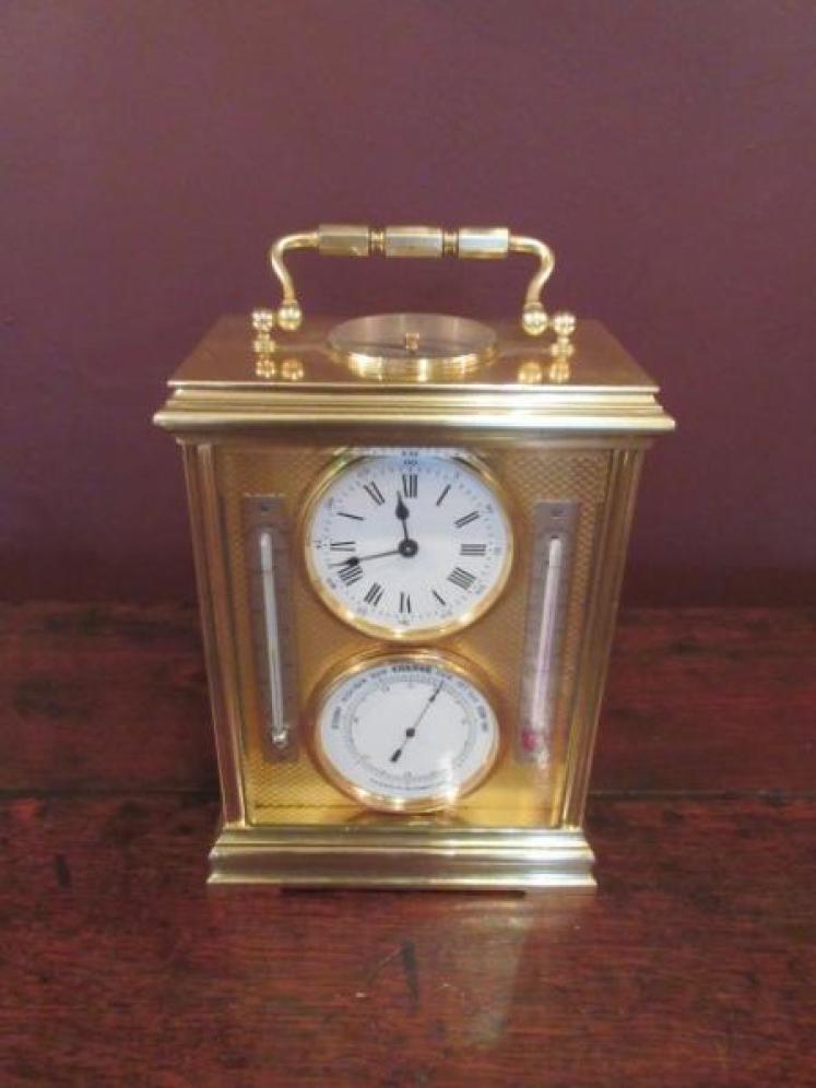 Top Quality 19th Century Brass Cased Clock/Barometer - Image 1