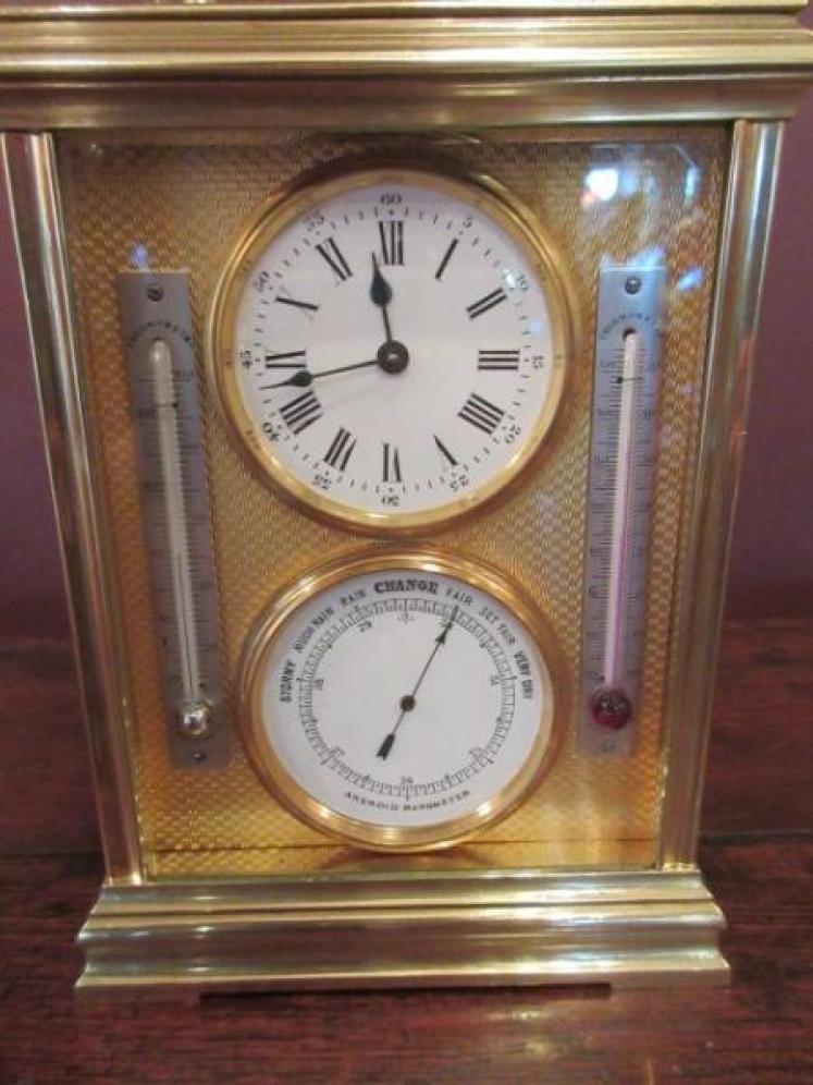 Top Quality 19th Century Brass Cased Clock/Barometer - Image 3