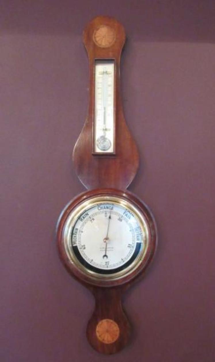 Top Quality Edwardian Sheraton Inlaid Banjo Barometer - Image 1