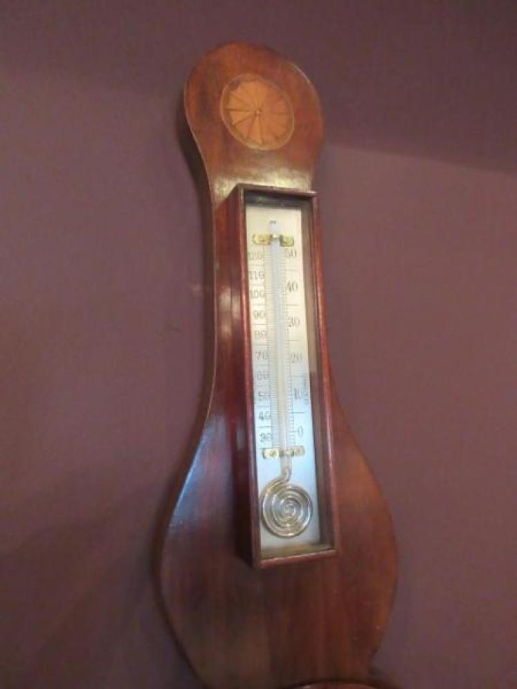 Top Quality Edwardian Sheraton Inlaid Banjo Barometer - Image 2