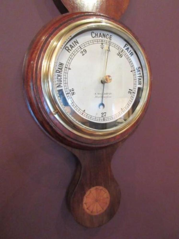 Top Quality Edwardian Sheraton Inlaid Banjo Barometer - Image 3
