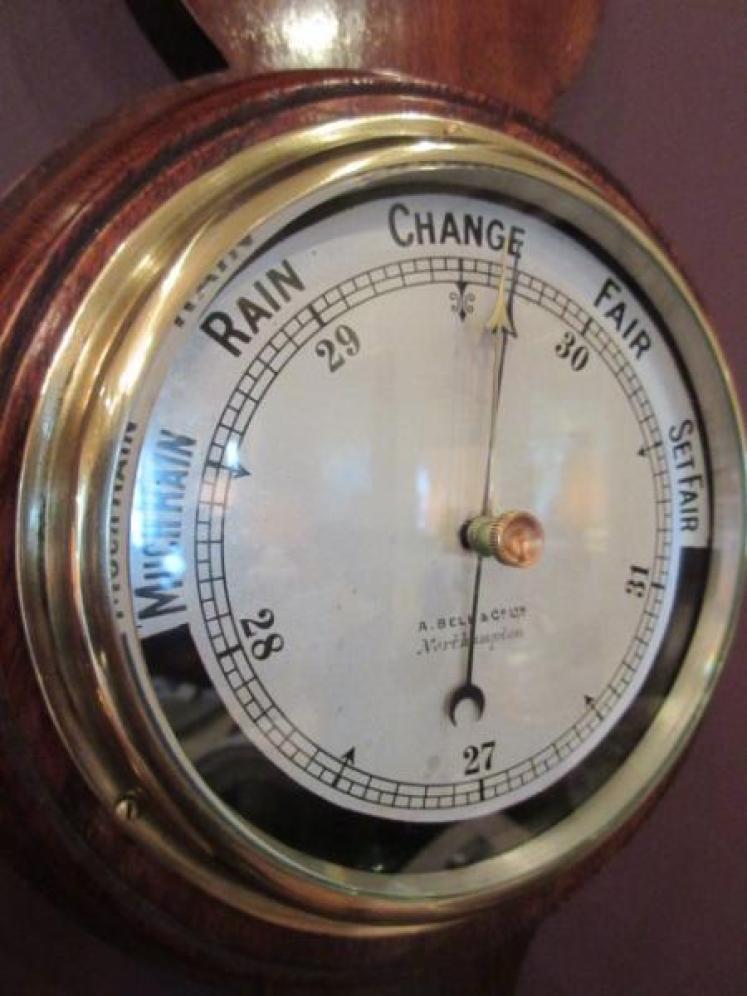 Top Quality Edwardian Sheraton Inlaid Banjo Barometer - Image 4