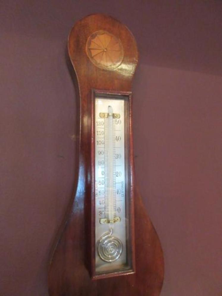 Top Quality Edwardian Sheraton Inlaid Banjo Barometer - Image 5