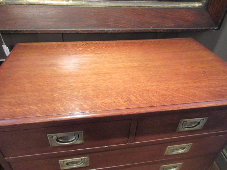 Late 19th Century Polished Oak Campaign Chest - Image 4