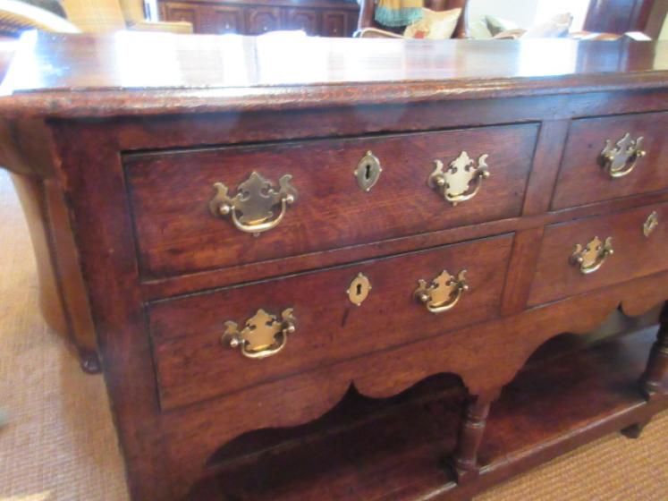 George II Period Oak Double Drawer Dresser - Image 2