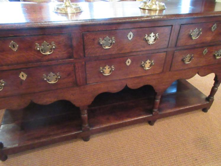 George II Period Oak Double Drawer Dresser - Image 4