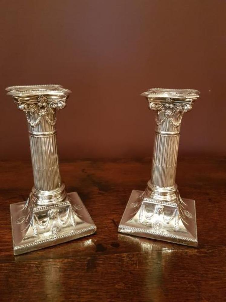 Pair of Victorian Solid Silver Candlesticks - Image 1