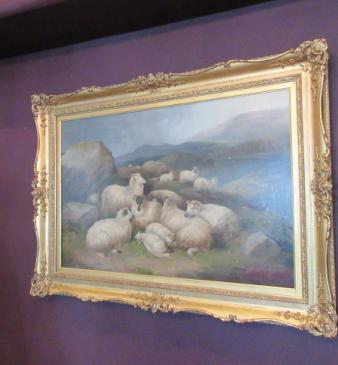Impressive Victorian Oil 'Sheep in Moorland Landscape' Painting