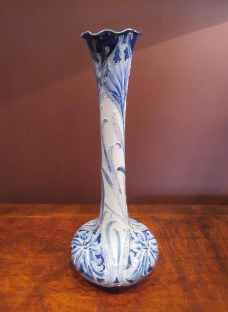 Tall Art Nouveau McIntyre Moorcroft Cornflower Vase - Image 5