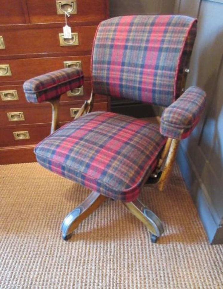1920's Upholstered Reclining Desk Armchair - Image 1